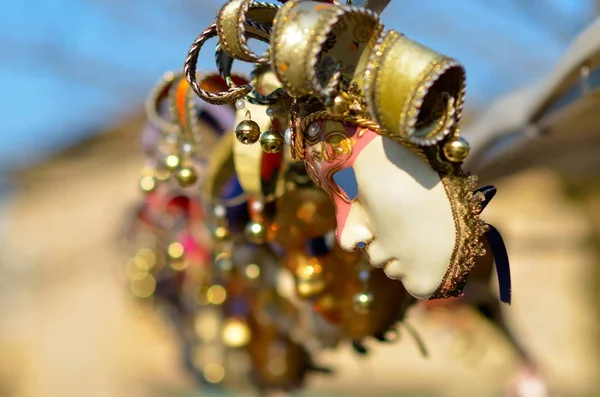 Coloridas Máscaras Artísticas Carnaval Venecia — Foto de Stock