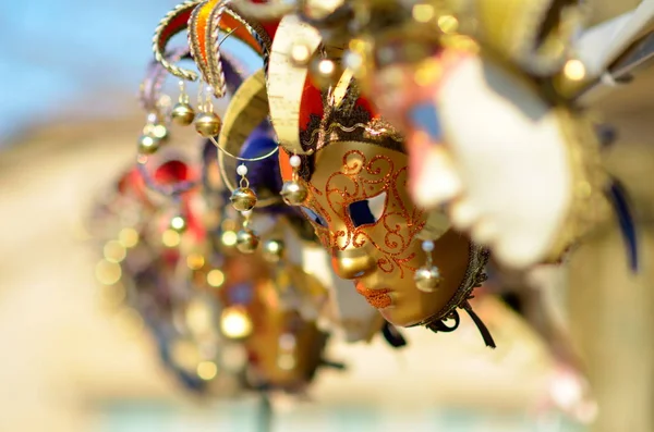 Coloridas Máscaras Artísticas Carnaval Venecia — Foto de Stock