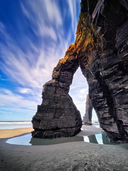 Belle Arcate Pietra Playa Las Catedrales Galizia Spagna — Foto Stock