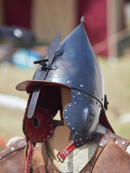 Medieval Metal Helmet Close — Stock Photo, Image