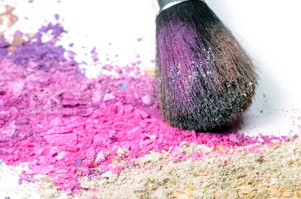 Professional Make Brush Colorful Crushed Eyeshadow — Stock Photo, Image