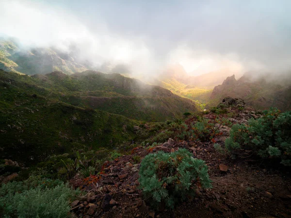 Sonnenuntergang Über Dem Carrizales Canyon Auf Teneriffa Kanarische Inseln Spanien — Stockfoto