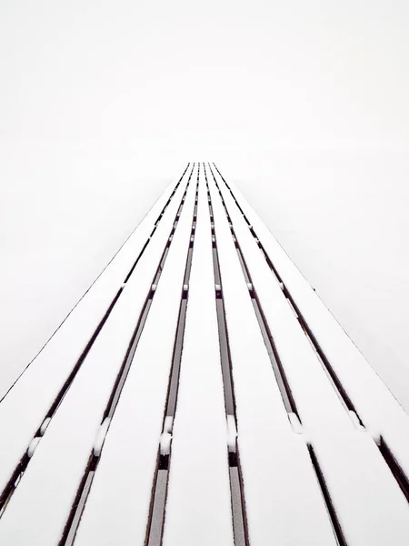 Snowy Wooden Bridge Background — Stock Photo, Image