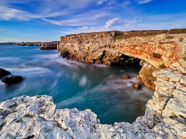 Вид Чорне Море Від Узбережжя Лонг Експозицію Зображення — стокове фото