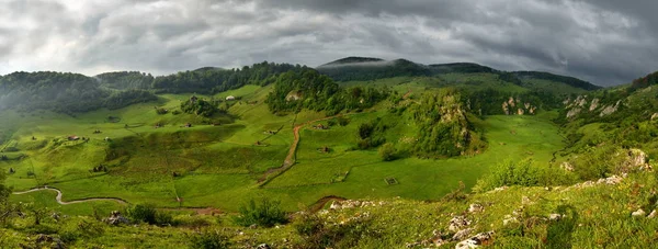 Horská Krajina Létě Ráno Fundatura Ponorului Rumunsko Panoramatický Pohled — Stock fotografie