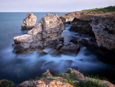 Yaz şafak, Karadeniz - uzun pozlama görüntü muhteşem deniz kıyısı