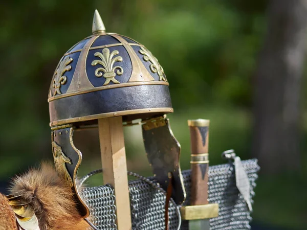 Medieval Metal Helmet Close — Stock Photo, Image