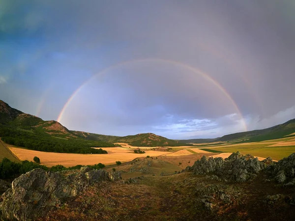 Rainbow Field Summer — Stock Photo, Image