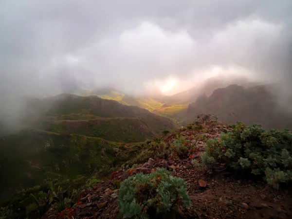 Naplemente Alatt Carrizales Canyon Tenerife Kanári Szigetek Spanyolország — Stock Fotó