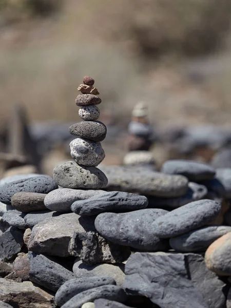 Pila Piedras Playa Antiguo Ritual Para Buena Fortuna Prosperidad —  Fotos de Stock