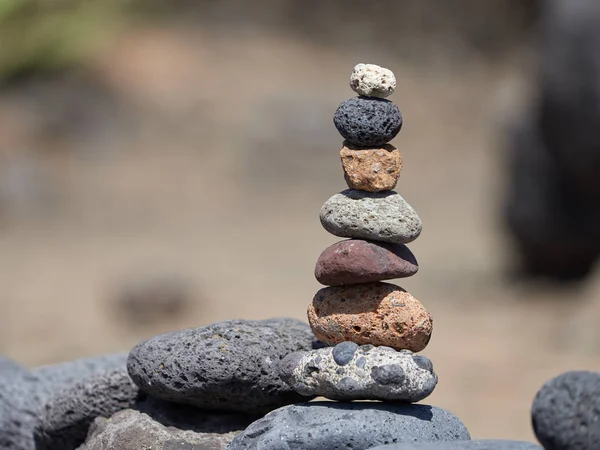 Pila Piedras Playa Antiguo Ritual Para Buena Fortuna Prosperidad — Foto de Stock