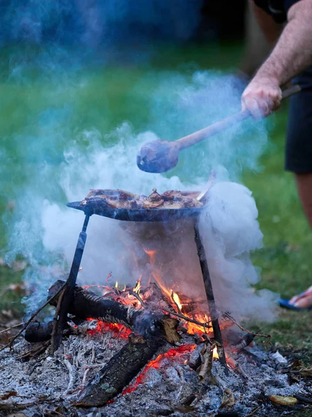 camping food - barbeque outdoor in summer camp