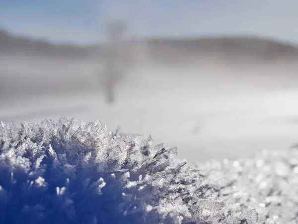 Winterlandschaft Schneefeld Funkelt Der Sonne Oberfläche Schnee Textur — Stockfoto