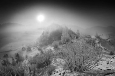 güzel kış dağ manzarası, Fundatura Ponorului, Romanya