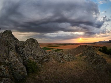 panoramik Dobrogea alanları yaz, Romanya