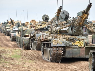 Galati, Romanya - 20 Nisan 2017: askerler Smardan Çokgen Galati County, Romanya Adalet kartal askeri tatbikat sırasında Amerikan ve Romanya; 20 Nisan 2017