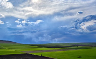 Hava panoramik Dobrogea alanları yaz, Romanya