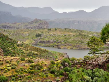 Gran Canaria ada dağlar ve vadiler peyzaj