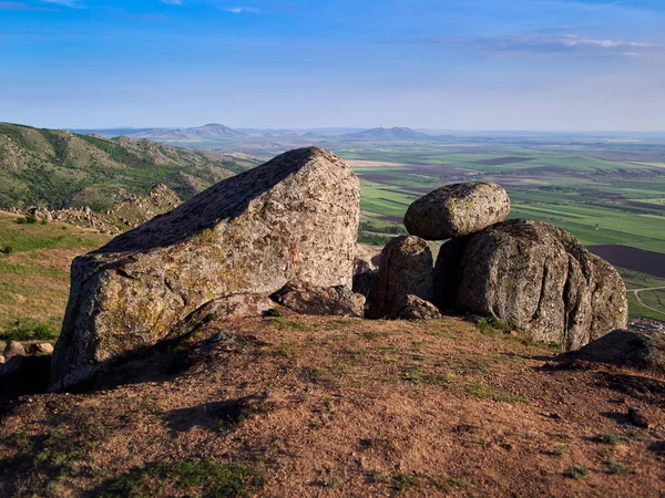 Berglandschap Met Mooie Hemel Dobrogea Roemenië Luchtfoto — Stockfoto