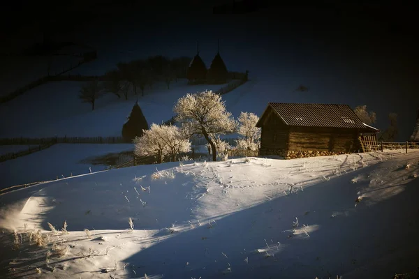 Όμορφο Χειμώνα Ορεινό Τοπίο Fundatura Ponorului Hunedoara Κομητεία Ρουμανία Αεροφωτογραφία — Φωτογραφία Αρχείου