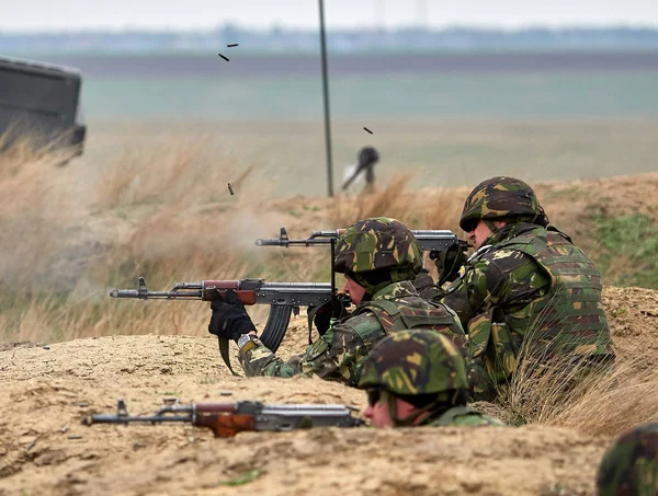 Galati Roemenië April 2017 Amerikaanse Roemeense Soldaten Tijdens Militaire Oefening — Stockfoto