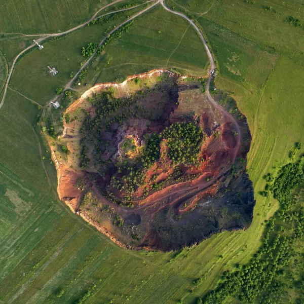 Aerial View Volcanic Crater Racos Village Brasov County Romania — Stock Photo, Image