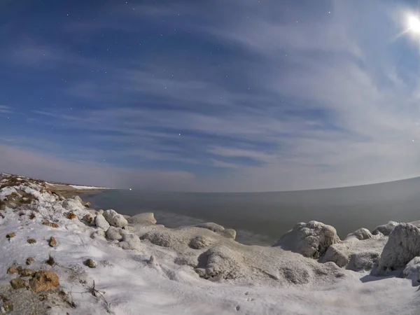 icy shore of the Black Sea in winter