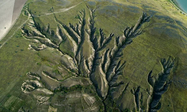 Aerial View Interesting Earth Formations Dobrogea Romania — Stock Photo, Image