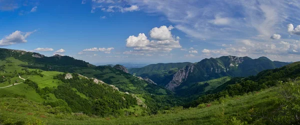 Vackra Bergslandskap Med Freah Grön Vegetation Rumänien Flygfoto — Stockfoto