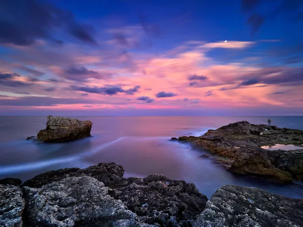 Pohled Pobřeží Černého Moře Při Západu Slunce — Stock fotografie