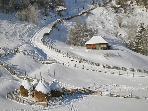 Όμορφο Χειμώνα Ορεινό Τοπίο Fundatura Ponorului Hunedoara Κομητεία Ρουμανία Αεροφωτογραφία — Φωτογραφία Αρχείου