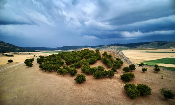 Vista Panorámica Aérea Los Campos Dobrogea Verano Rumania — Foto de Stock