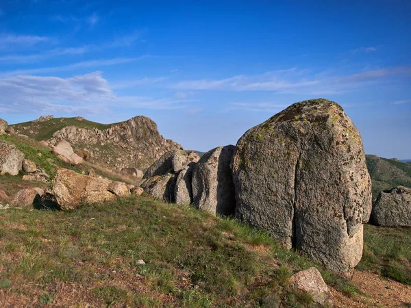 Paisagem Montanhosa Com Céu Bonito Dobrogea Romênia Vista Aérea — Fotografia de Stock