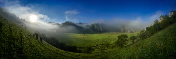 Berglandschap Zomerochtend Fundatura Ponorului Roemenië — Stockfoto