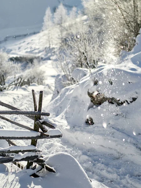 Beautiful Winter Mountain Landscape Fundatura Ponorului Hunedoara County Romania Aerial — Stock Photo, Image