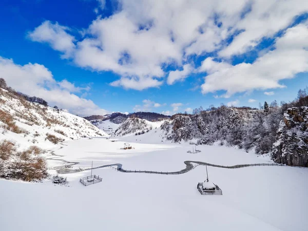 Hermoso Paisaje Montaña Invierno Fundatura Ponorului Hunedoara Rumania — Foto de Stock