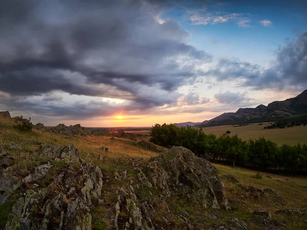 Vista Panorâmica Dos Campos Dobrogea Verão Roménia — Fotografia de Stock