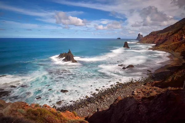 Vad Óceán Benijo Strandtól Tenerife Kanári Szigetek Spanyolország — Stock Fotó