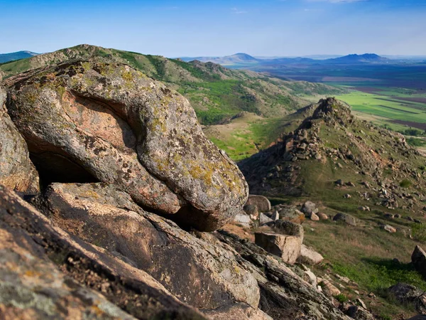 Dağ Manzarası Ile Güzel Gök Dobrogea Romanya Havadan Görünümü — Stok fotoğraf