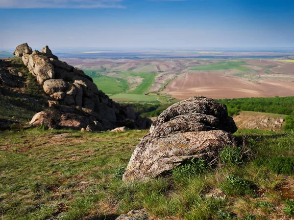 Dağ Manzarası Ile Güzel Gök Dobrogea Romanya Havadan Görünümü — Stok fotoğraf