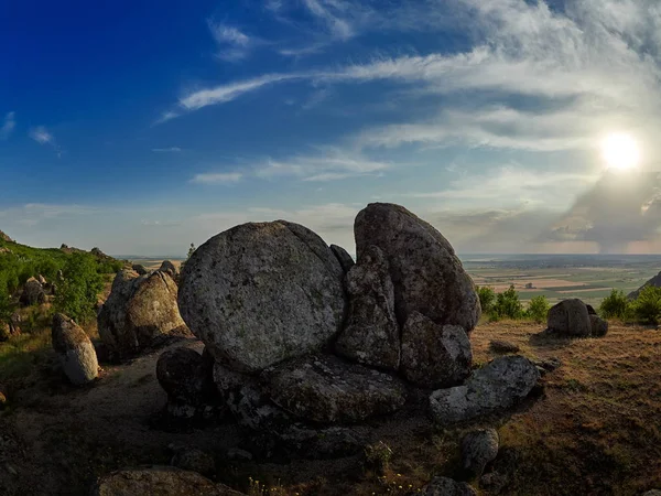 Dobrogea ルーマニア アエリア Lview 美しい空と山の風景 — ストック写真