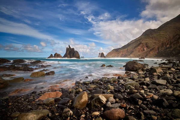 Vad Óceán Benijo Strandtól Tenerife Kanári Szigetek Spanyolország — Stock Fotó