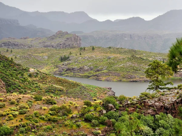 Gran Canaria ada dağlar ve vadiler peyzaj