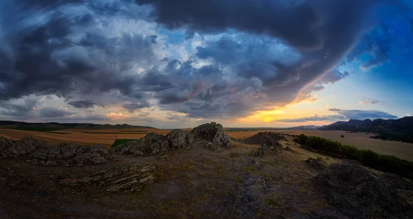 Panoramisch Luchtfoto Van Dobrogea Velden Zomer Roemenië — Stockfoto