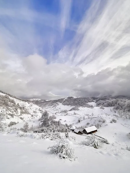 Hermoso Paisaje Montaña Invierno Fundatura Ponorului Provincia Hunedoara Rumania Vista — Foto de Stock