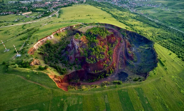 Luftaufnahme Des Vulkankraters Racos Dorf Kreis Brasov Rumänien — Stockfoto