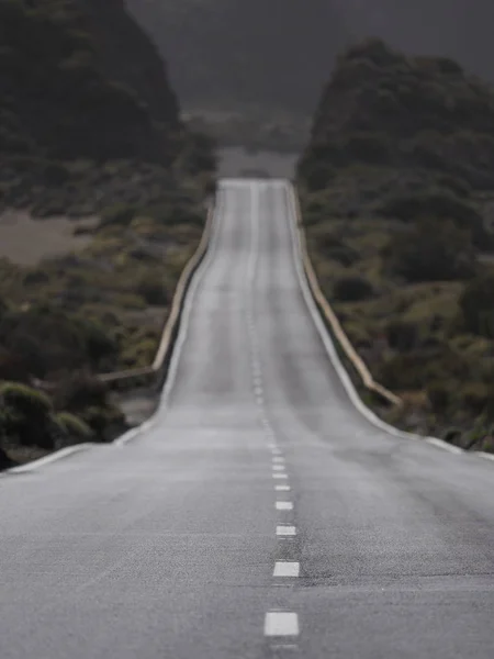 Empty Endless Highway Volcanic Landscape Lanzarote Island Canary Islands Spain — Stock Photo, Image