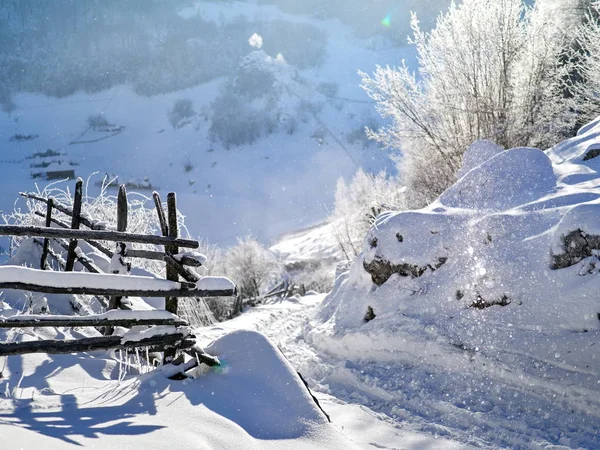 Beautiful Winter Mountain Landscape Fundatura Ponorului Hunedoara County Romania Aerial — Stock Photo, Image