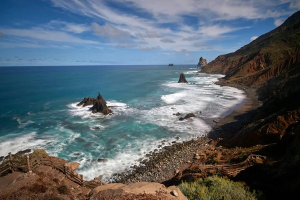 Divoký Oceán Benijo Pláž Tenerife Kanárské Ostrovy Španělsko — Stock fotografie