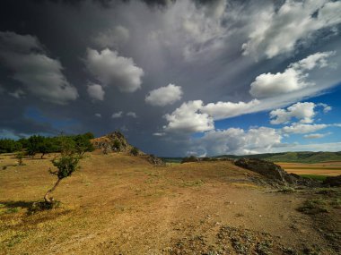 Fırtınalı hava, Dobrogea, Romanya güzel manzara